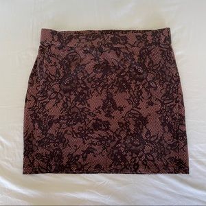 lace print bodycon skirt